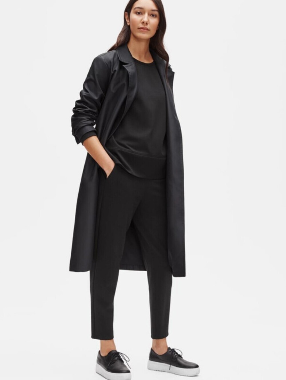 Eileen Fisher Recycled Polyester Twill Trench Coat